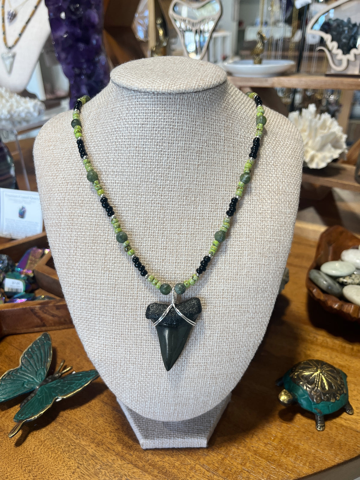 Shark Tooth Necklace w/ Beads - Assorted