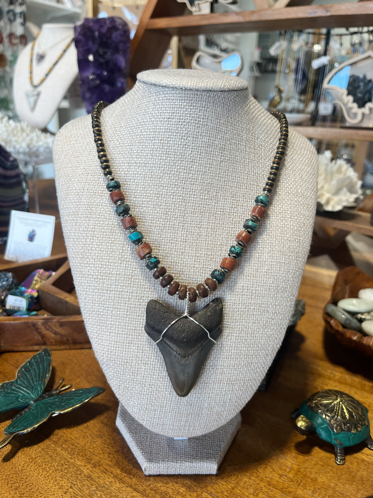 Shark Tooth Necklace w/ Beads - Assorted