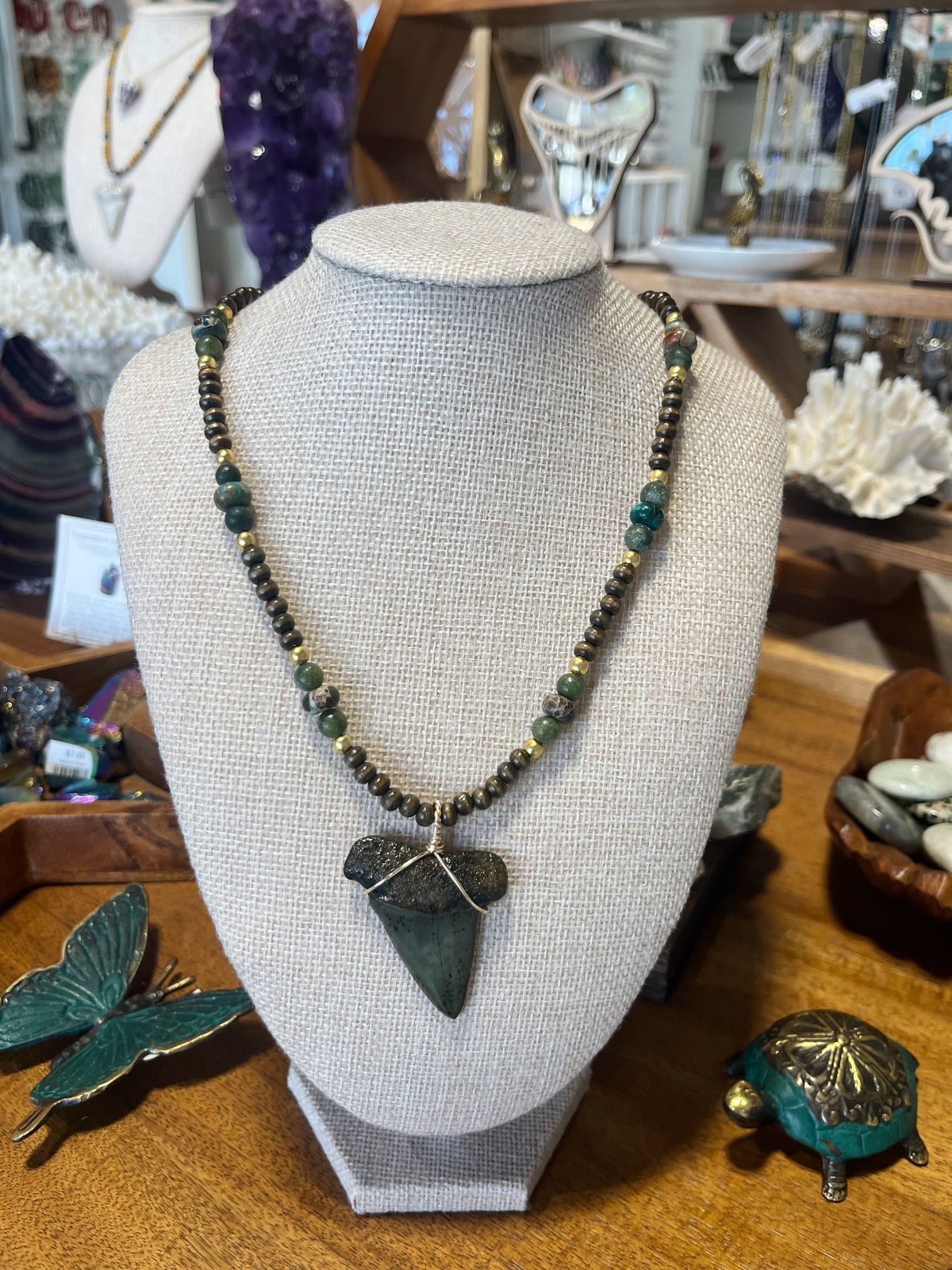 Shark Tooth Necklace w/ Beads - Assorted