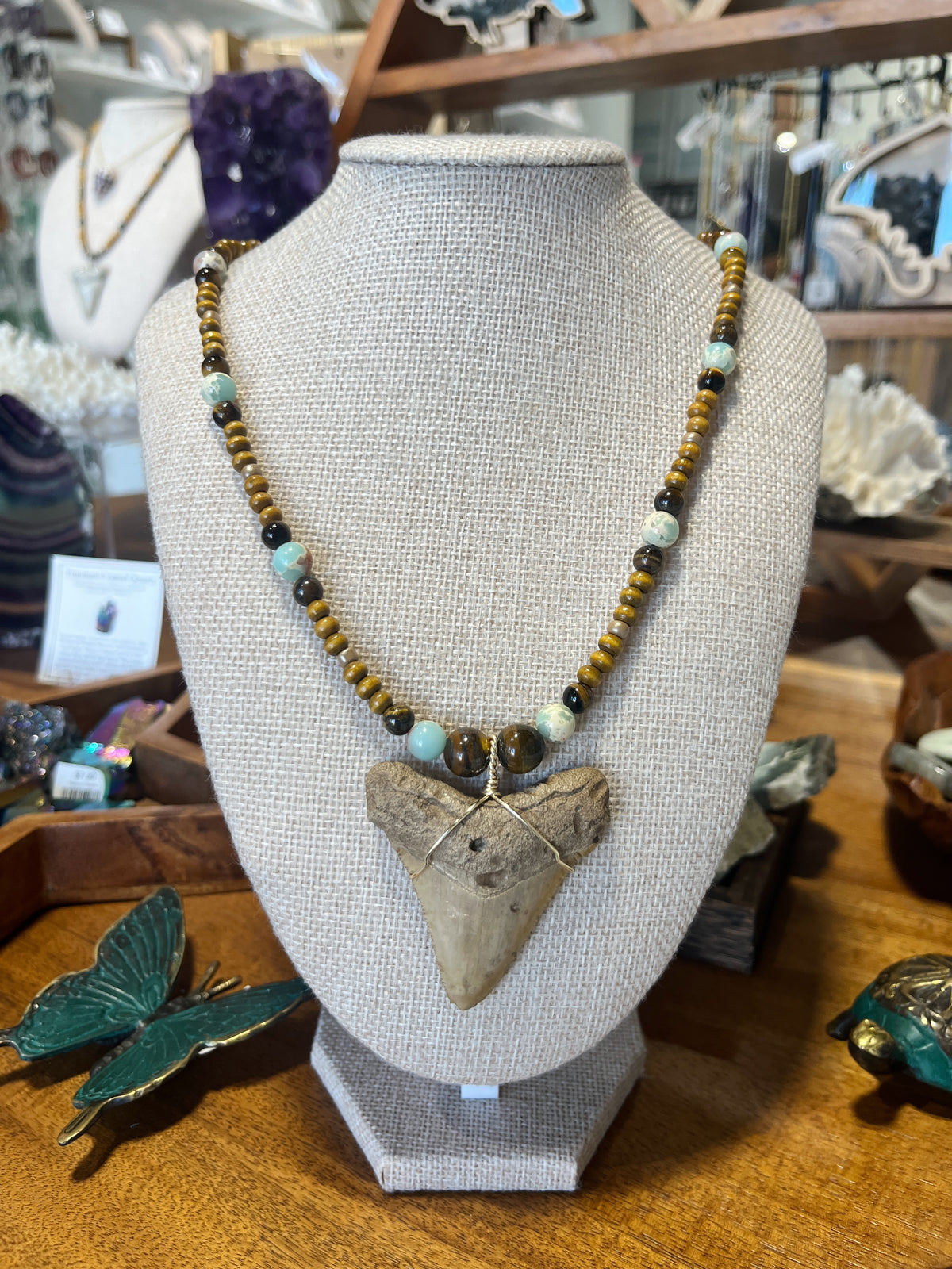 Shark Tooth Necklace w/ Beads - Assorted