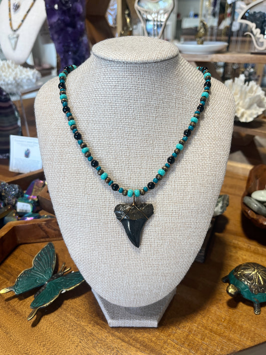 Shark Tooth Necklace w/ Beads - Assorted