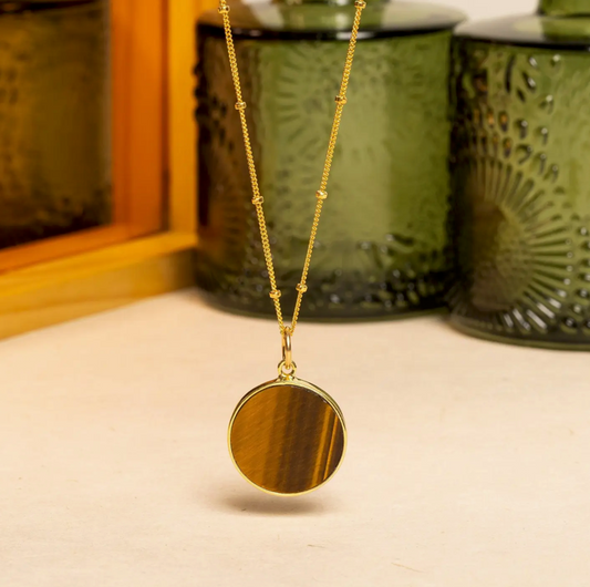 Tiger's Eye - 14K Gold Filled - Circle Pendant
