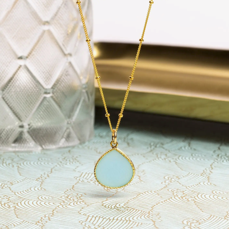 Aqua Chalcedony - 14k Gold Filled - Drop Pendant