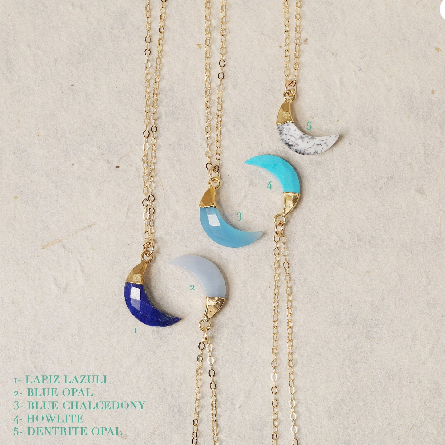 Blue Opal- 14K Gold Filled - Moon Pendant