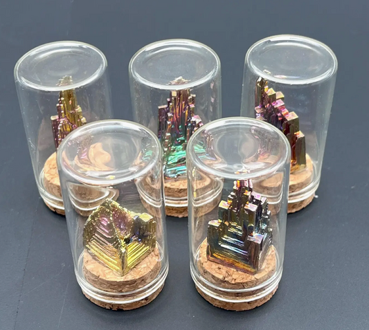 Bismuth Specimen in Cloche Glass Jar