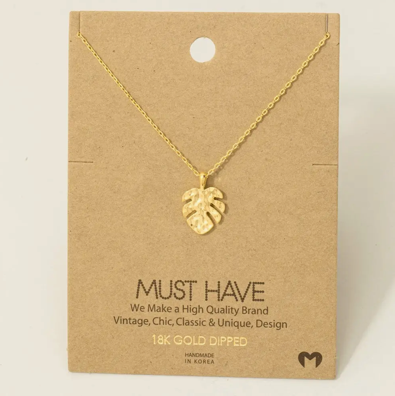 Must Have - Gold Monsterra Hammered Necklace