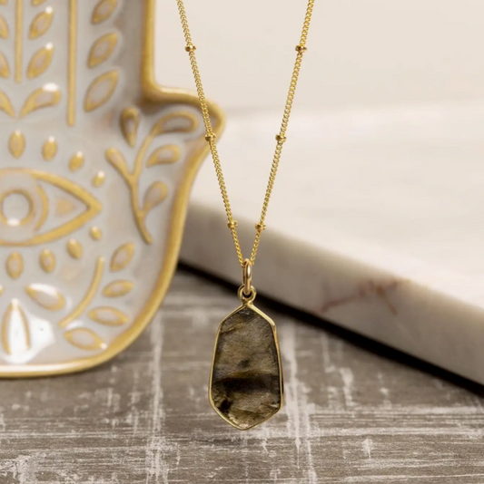 Labradorite - 14K Gold Filled - Hexagon Pendant