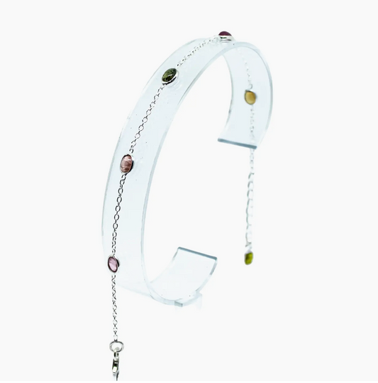 Multicolor Tourmaline Sterling Silver Bracelet Oval