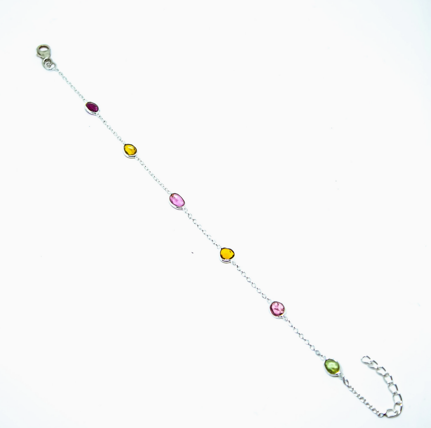 Multicolor Tourmaline Sterling Silver Bracelet Oval