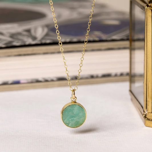 Amazonite - 14K Gold Filled - Round Pendant