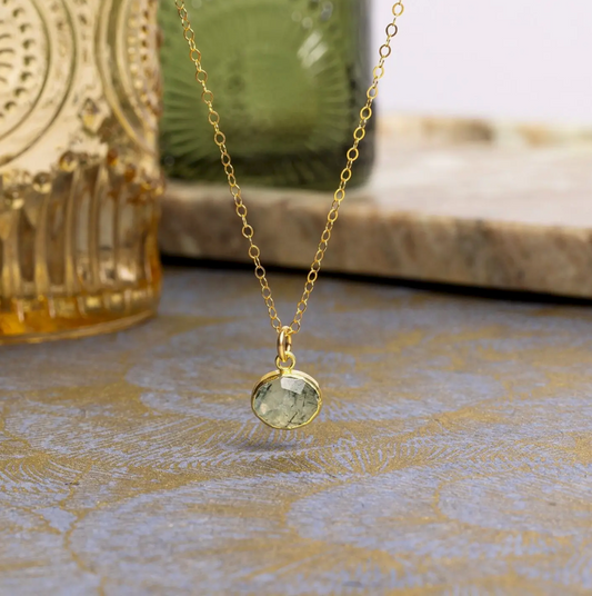 Prehnite - 14K Gold Filled - Oval Pendant