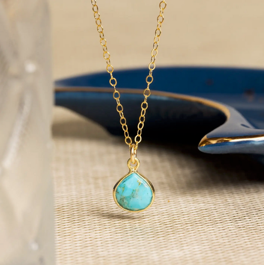Turquoise - 14K Gold Filled - Drop Pendant